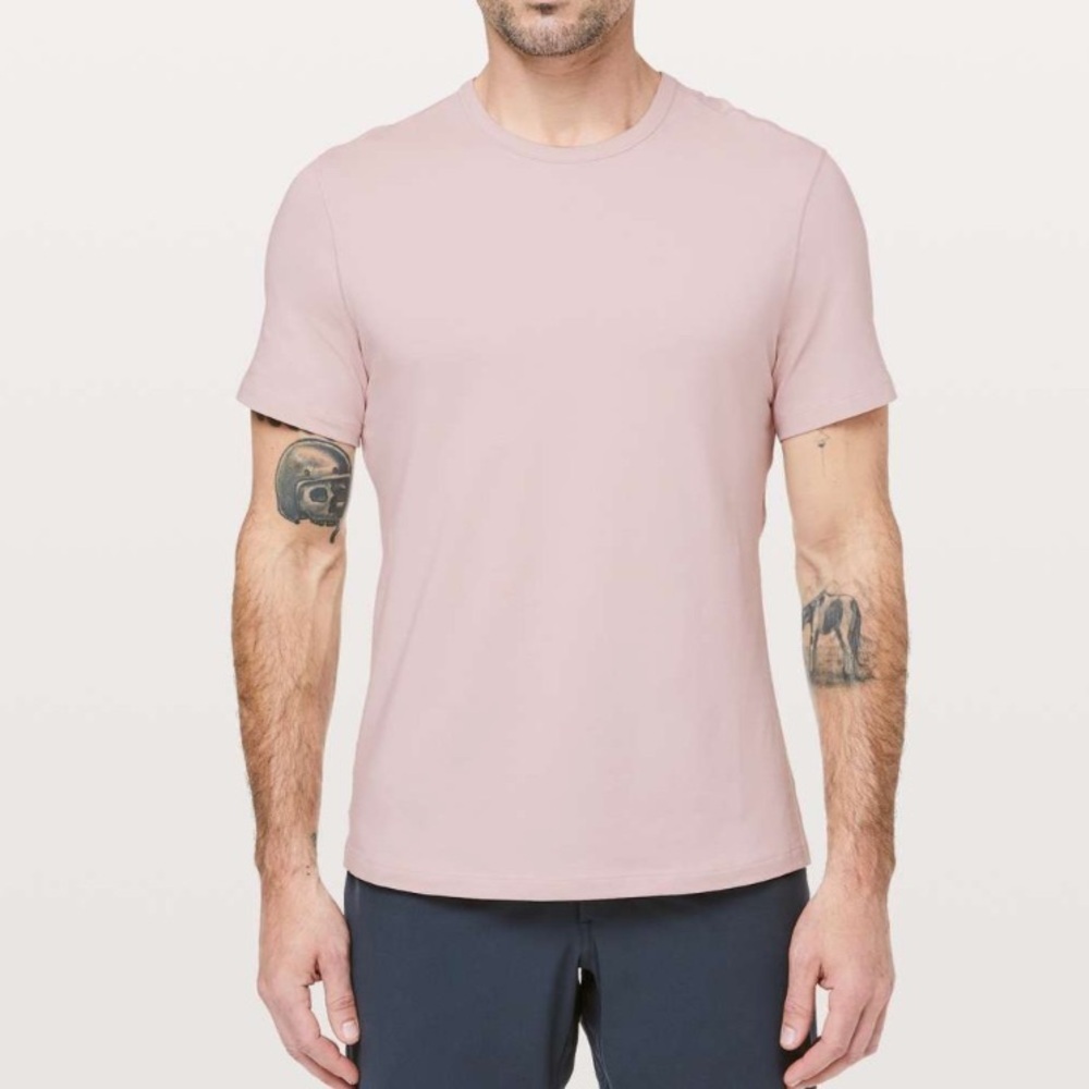 Lululemon pale misty pink cotton basic short sleeve shirt XXL